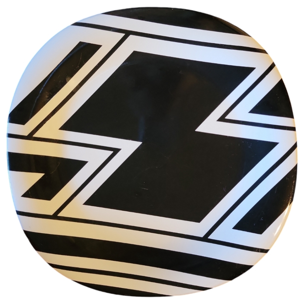 Vtg Rare Optik Pier 1 Imports Black White Geometric Square Dinner Plate 10.75"